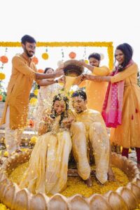 Haldi ceremony couple photoshoot by Goyal’s Studio