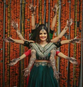 Joyful mehendi function couple shoot