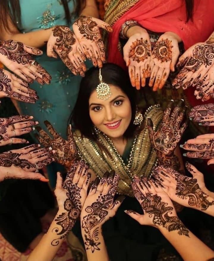 Traditional bridal mehendi ceremony portrait